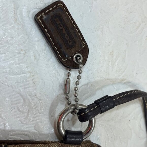 VTG Mini Coach Brown Signature Jacquard Fabric Zip Wristlet 6.25"x4" - Picture 6 of 14